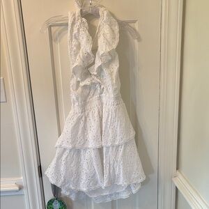 LoveShackFancy White Eyelet Mini Dress